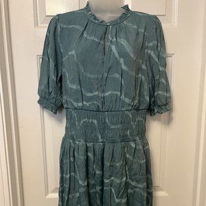 Teal Nine West Patterned Short Sleeve Dress